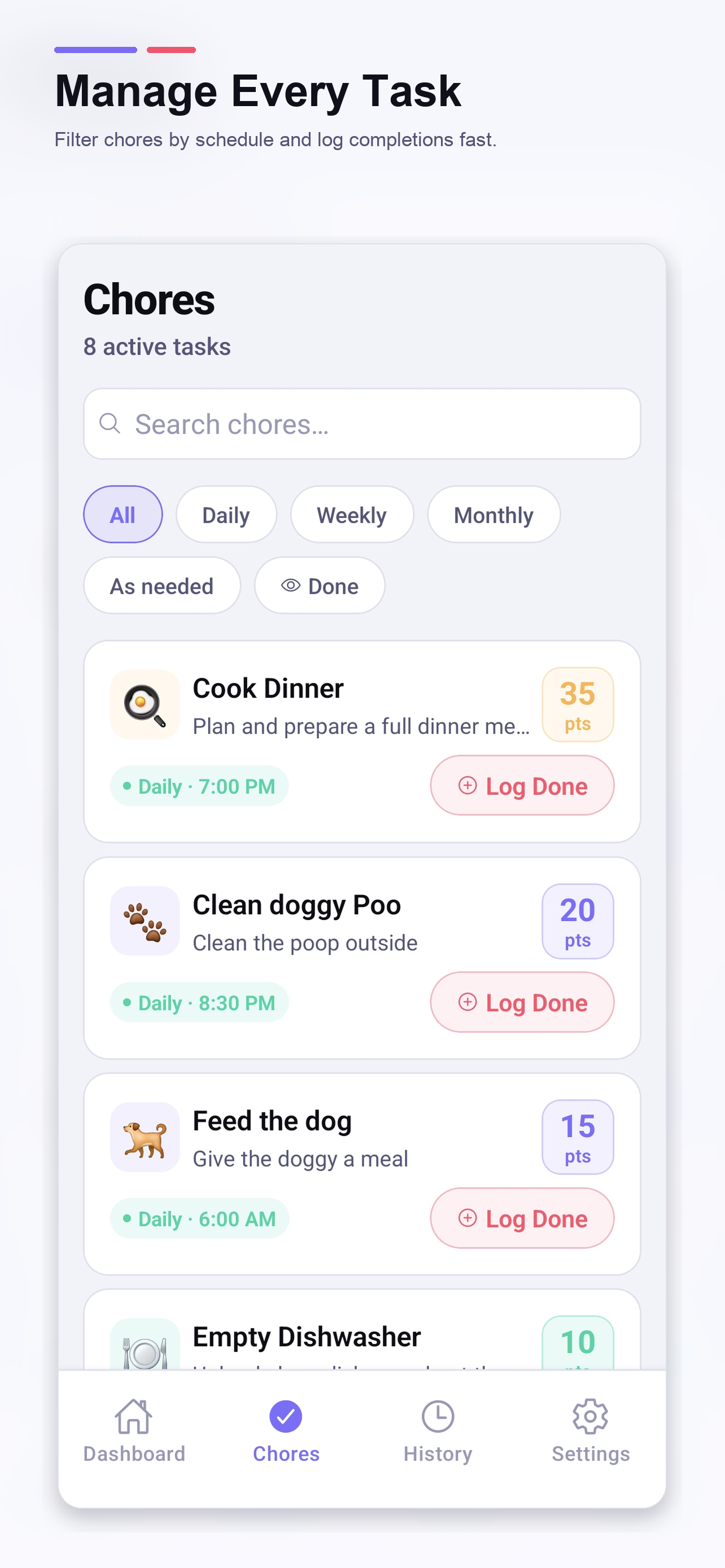 ChoreEquity List