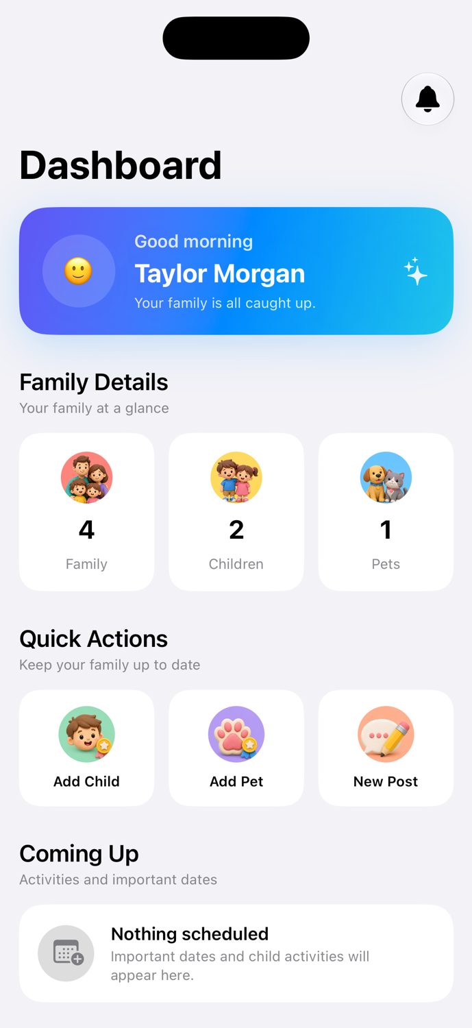 Family Equity iPhone dashboard