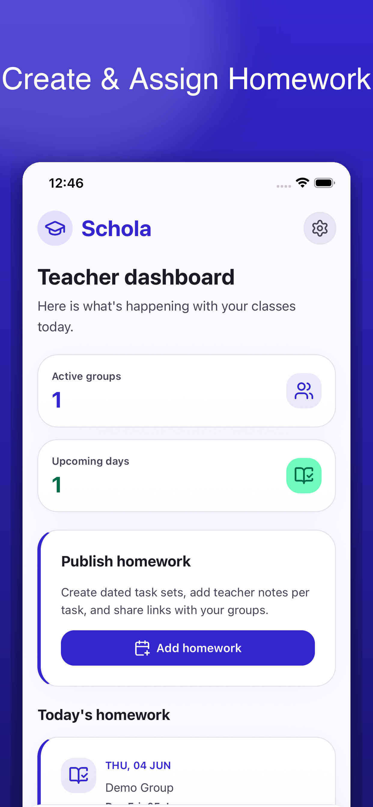 Create and assign homework in Schola