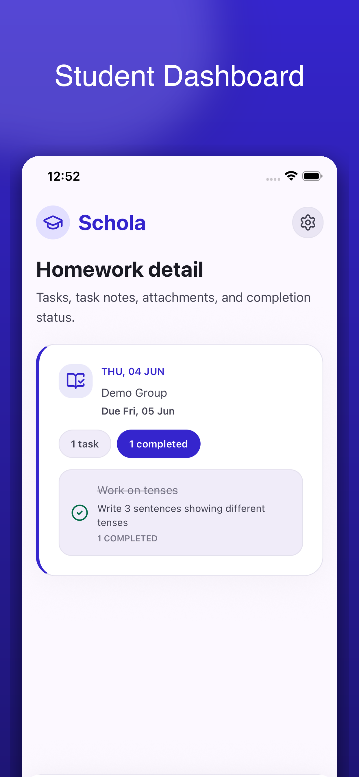 Schola student dashboard