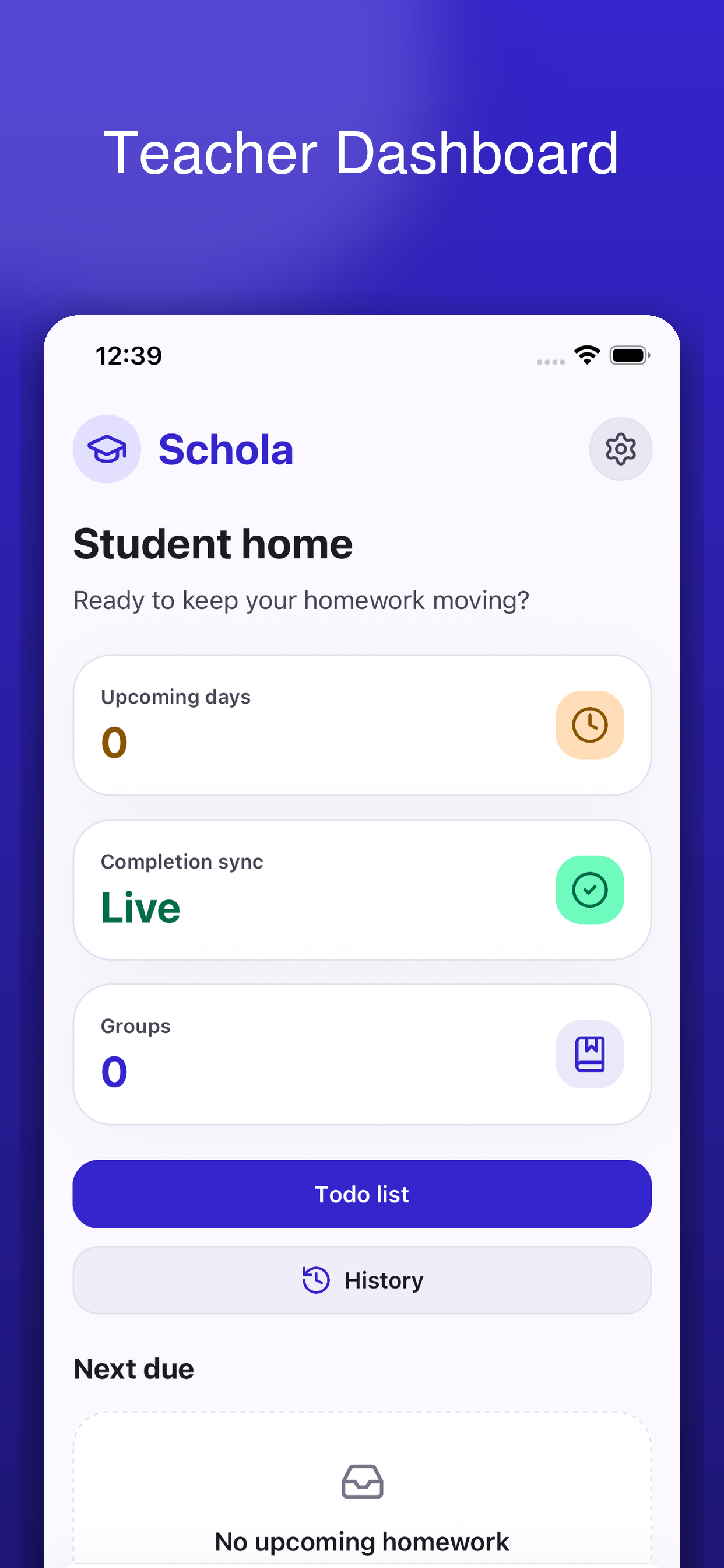 Schola teacher dashboard